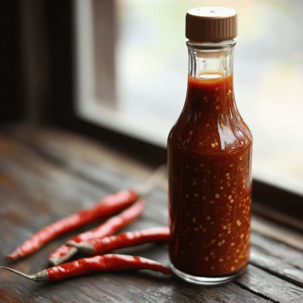 Carnivore Diet Hot Sauce, near window in the kitchen 