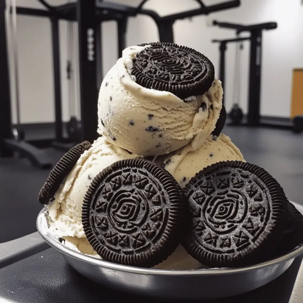 Healthy Oreo Ice Cream in the gym