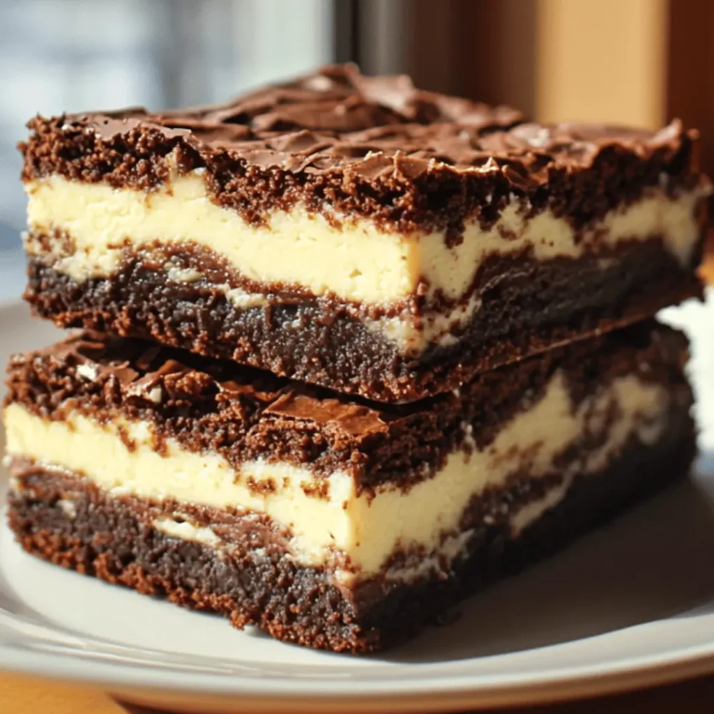 Decadent lactose free cheese brownies on a rustic wooden table.

