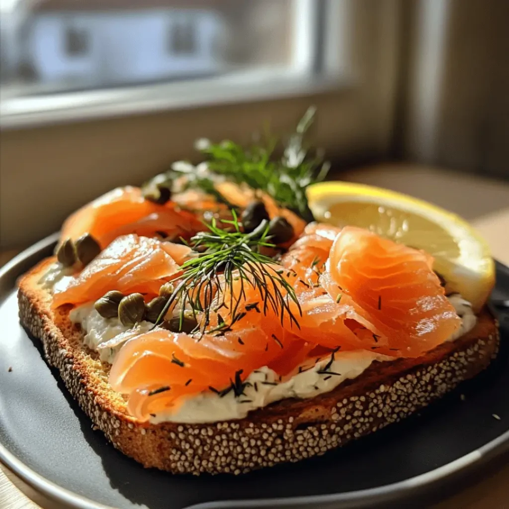 Experience classy elegance with our smoked salmon protein bread open sandwich—perfect for an indulgent lunch!