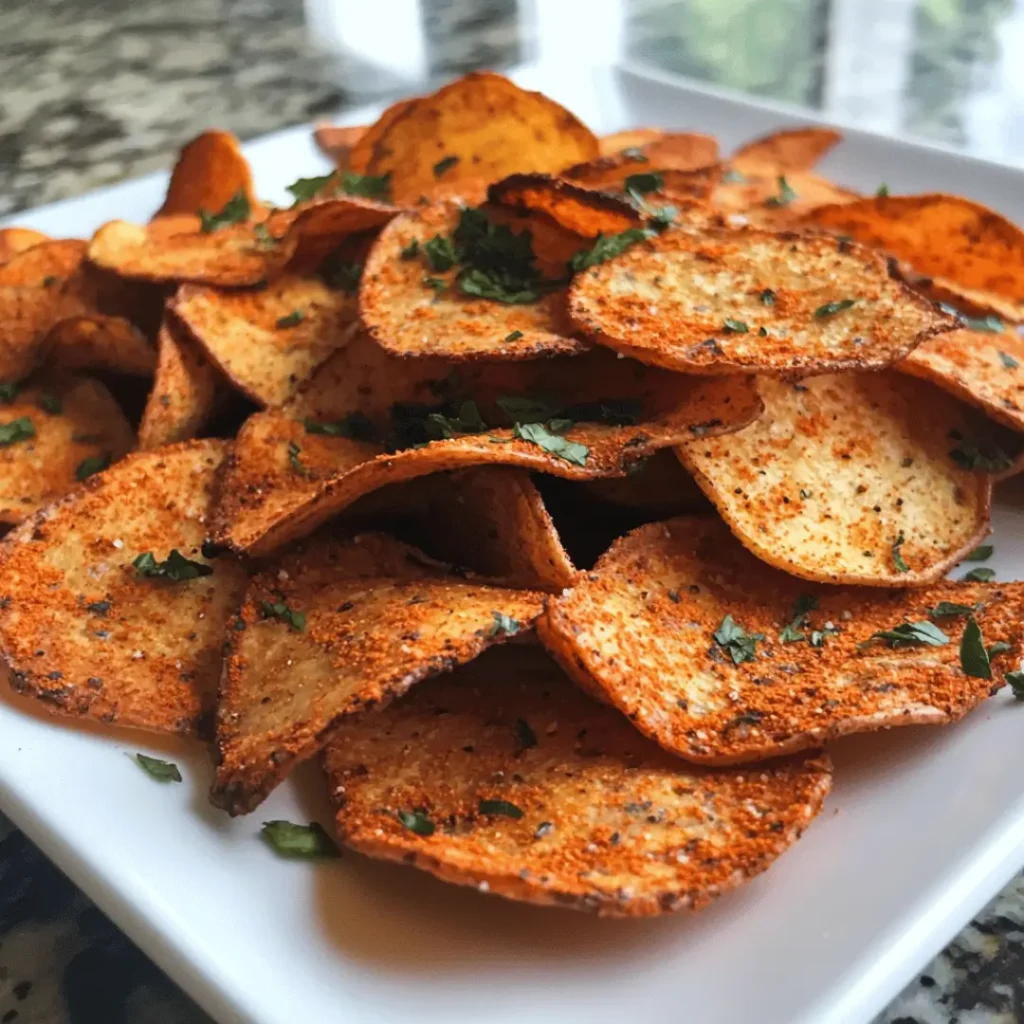 Protein chips in a bowl near a window, highlighting their crispy texture and herb seasoning.