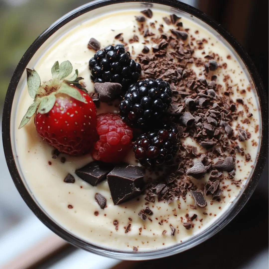 white egg dessert with chocolat and blueberry